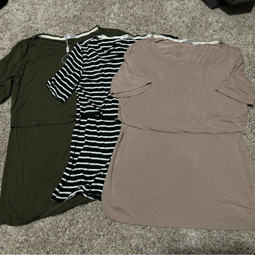 Nursing short sleeve tops, size medium